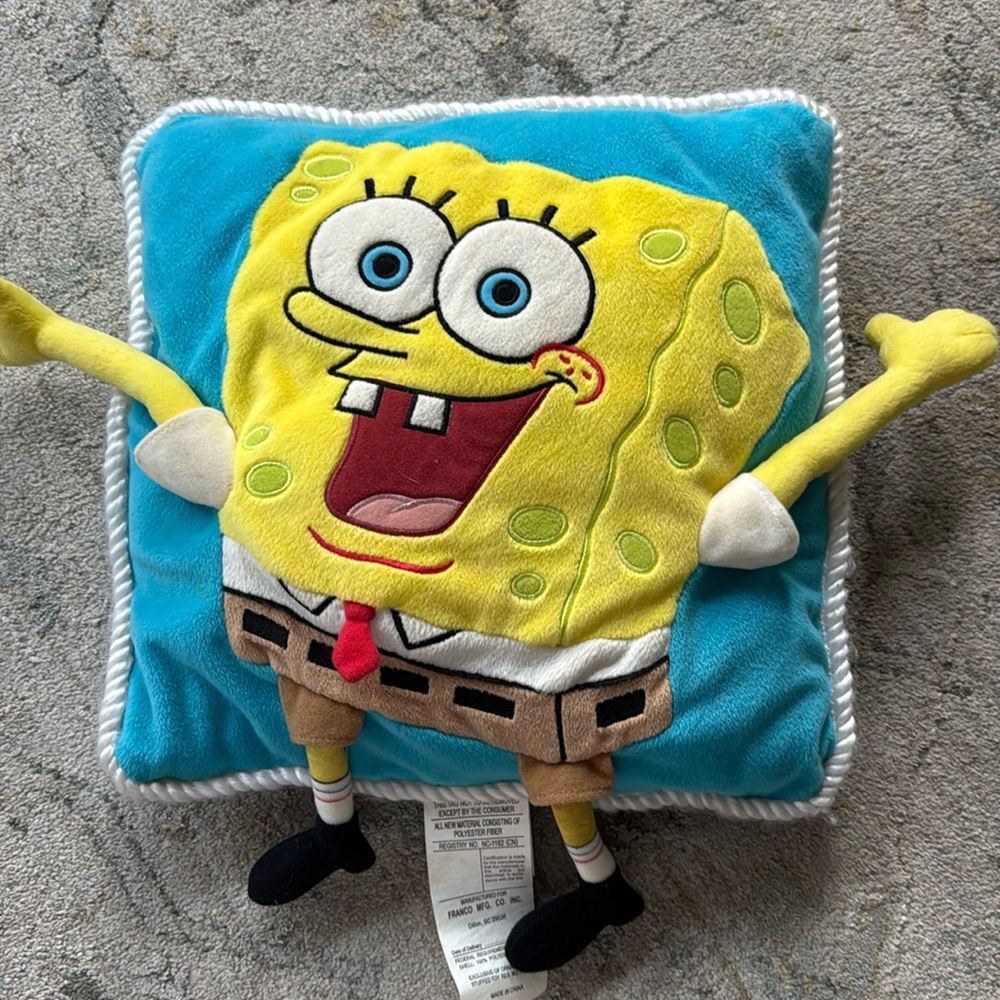 SpongeBob Squarepants Nickelodeon Plush 3D Pillow - Excellent Condition